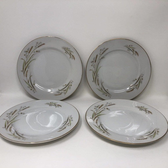 Golden Harvest Wheat Design Plates Set of 4 Bread Roll Appetizer Dessert 6 3/8" - Picture 1 of 5
